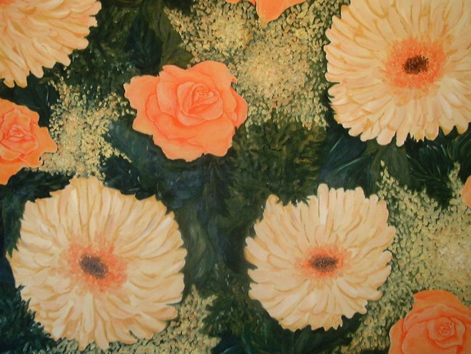 Lachsfarbener-Blumenstrauß